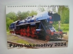  Nástěnný měsíční kalendář 2024 Parní Lokomotivy 